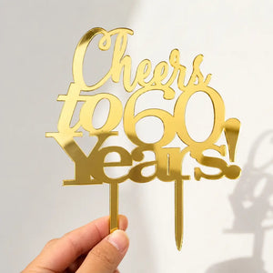 Acrylic Gold 'Cheers to 60 Years!' Cake Topper