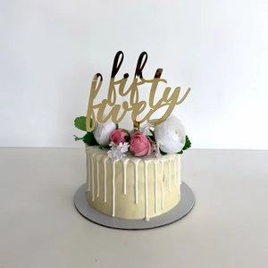 Acrylic Gold Mirror 'fifty five' Scripted Cake Topper