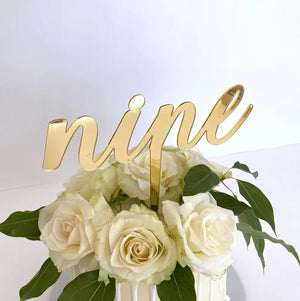 Acrylic Gold Mirror 'nine' Cake Topper