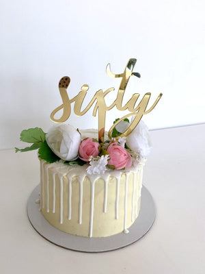 Acrylic Gold Mirror 'Sixty' Cake Topper