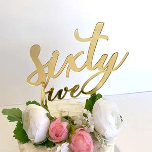 Acrylic Gold 'sixty five' Birthday Cake Topper