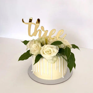 Acrylic Gold Mirror 'Three' Birthday Cake Topper