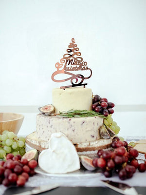 Acrylic Rose Gold Mirror Christmas Tree Cake Topper - Xmas New Year Party Cake Decorations