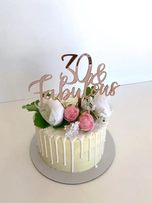 Acrylic Rose Gold Mirror '30 & Fabulous' Cake Topper