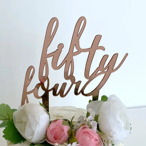 Acrylic Rose Gold 'fifty four' Birthday Cake Topper