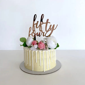 Acrylic Rose Gold 'fifty four' Birthday Cake Topper