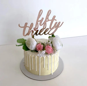 Acrylic Rose Gold 'fifty three' Birthday Cake Topper