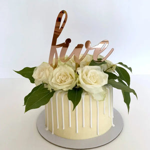 Acrylic Rose Gold Mirror 'five' Script Birthday Cake Topper