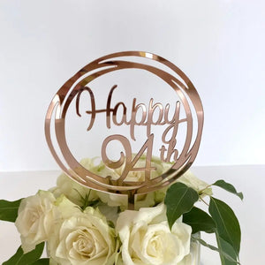 Acrylic Rose Gold 'Happy 94th' Birthday Cake Topper
