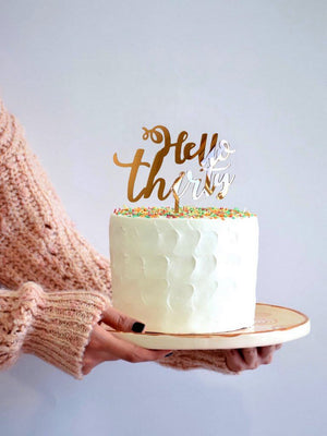 Online Party Supplies Australia acrylic rose gold mirror hello thirty happy birthday cake topper