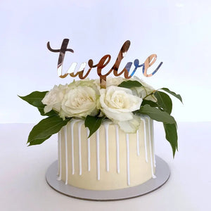 Acrylic Rose Gold Mirror 'Twelve' birthday Cake Topper