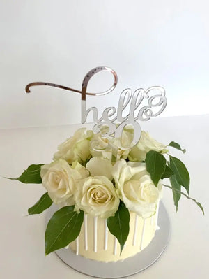 Laser Cut Acrylic Silver Mirror Hello 30 Cake Topper