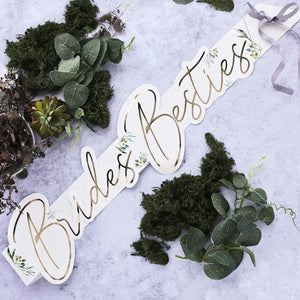 Gold foil bridesmaids brides besties sashes for hen party bridal shower