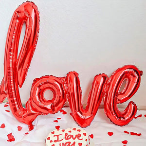 Red Love Script Foil Balloon