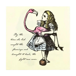 Truly Alice large luncheon napkins for Mad Hatter party with flamingo