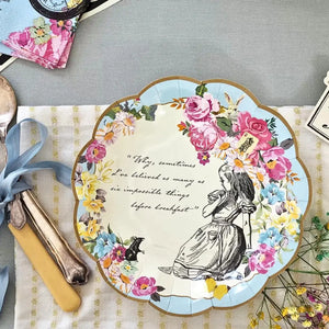 Floral Truly Alice in wonderland mad hatter tea party paper plates