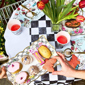 Alice in Wonderland chequered rectangular serving platters