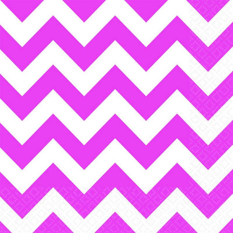 Chevron Lunch Napkins 16 Pack - Bright Pink