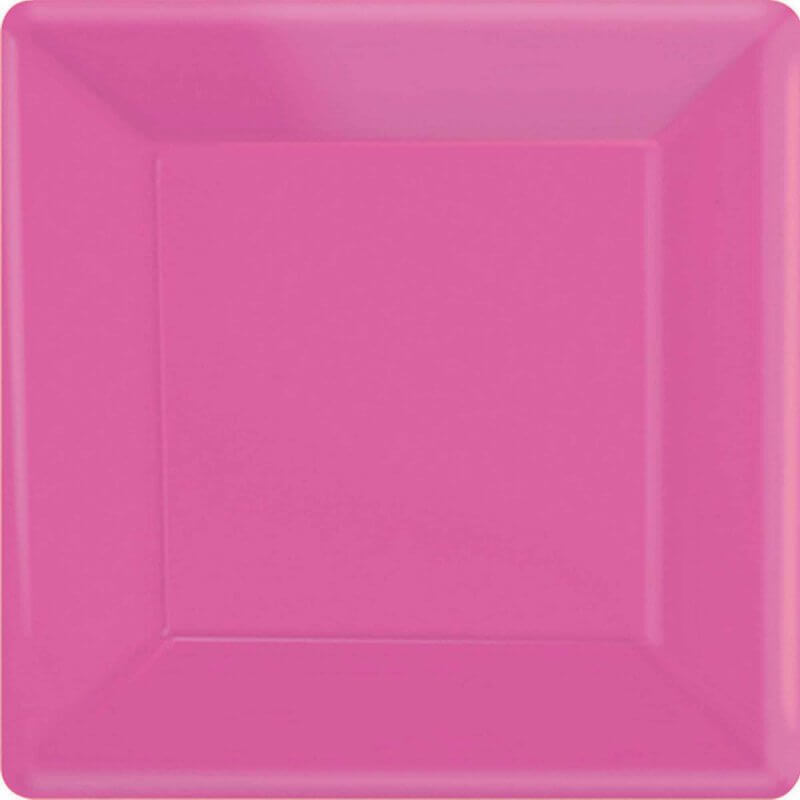 Square Paper Plates 26cm 20 Pack - Bright Pink