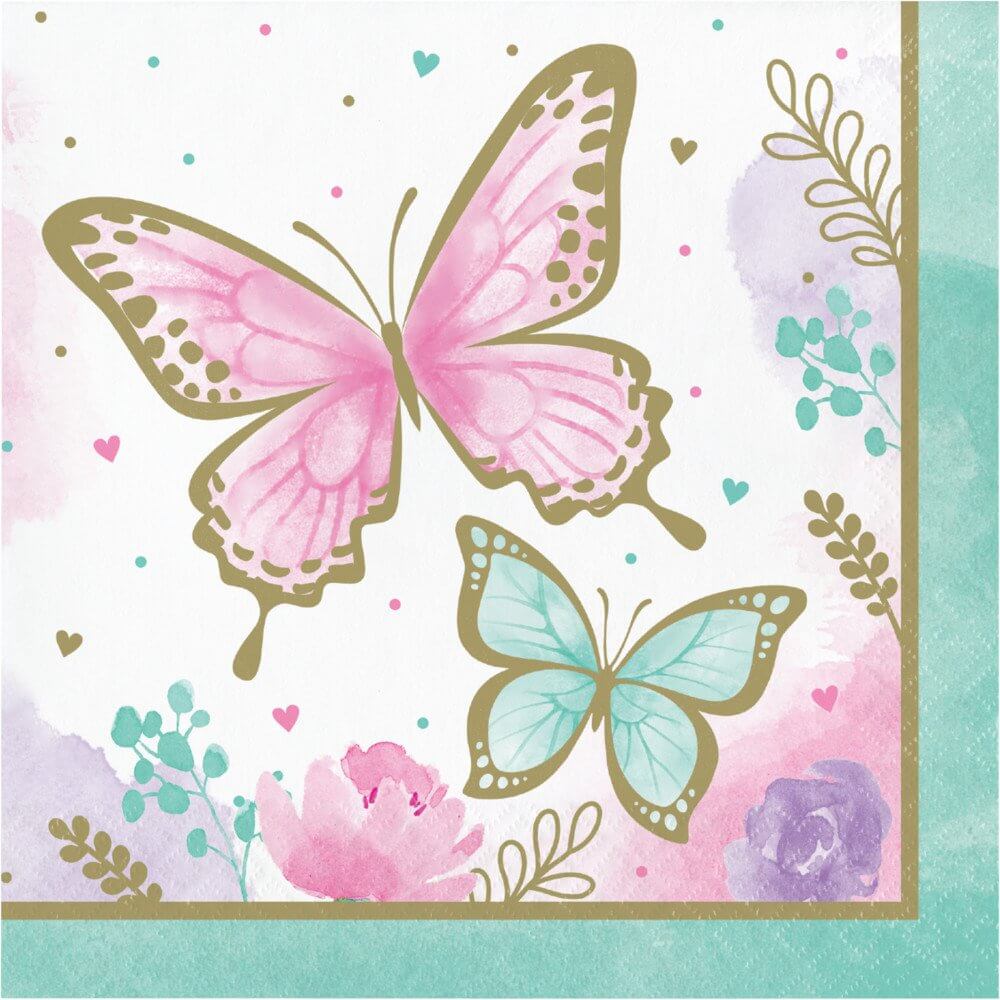 Butterfly Shimmer Paper Luncheon Napkins 16pk