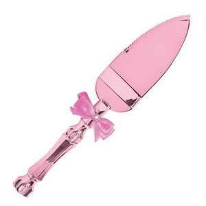 Pink Cake Server with Bow & Gem