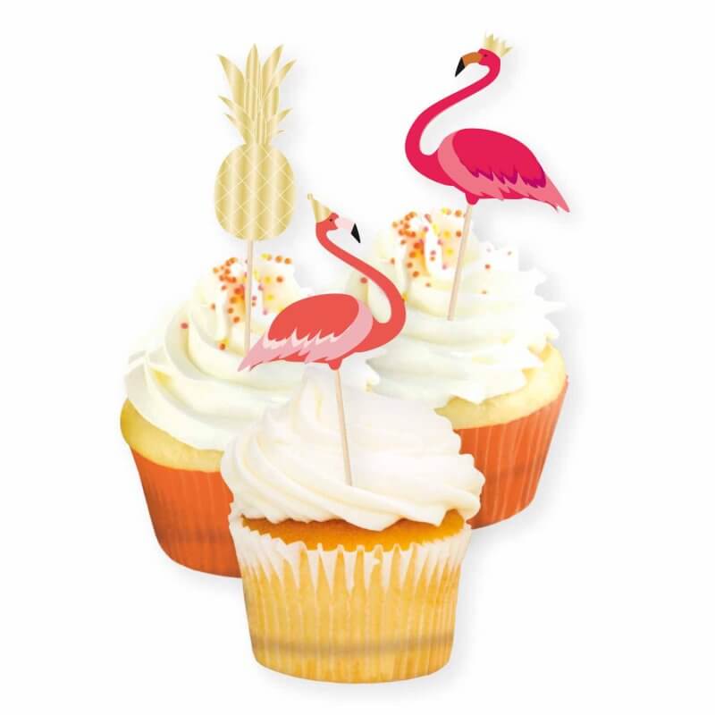 Amscan Flamingo & Pineapple Cupcake Picks 12 Pack