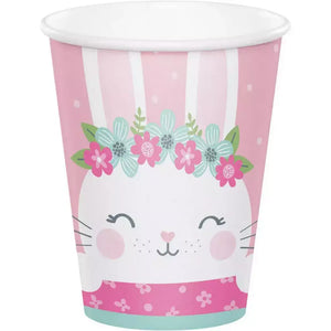 Floral Bunny Party Paper Cups 8pk