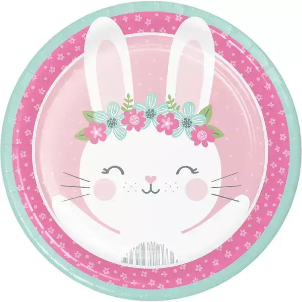 Floral Bunny Party Dinner Paper Plates 8pk