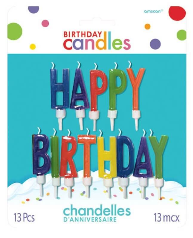 Happy Birthday letter Candles - Multi Colours