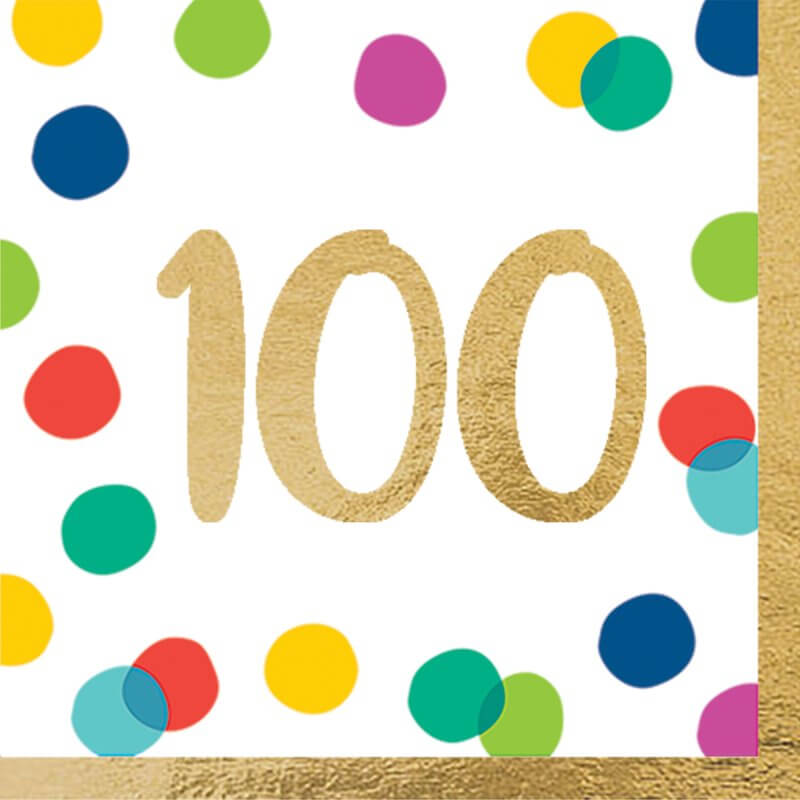 Amscan Happy Dots 100th Lunch Napkin 16 Pack