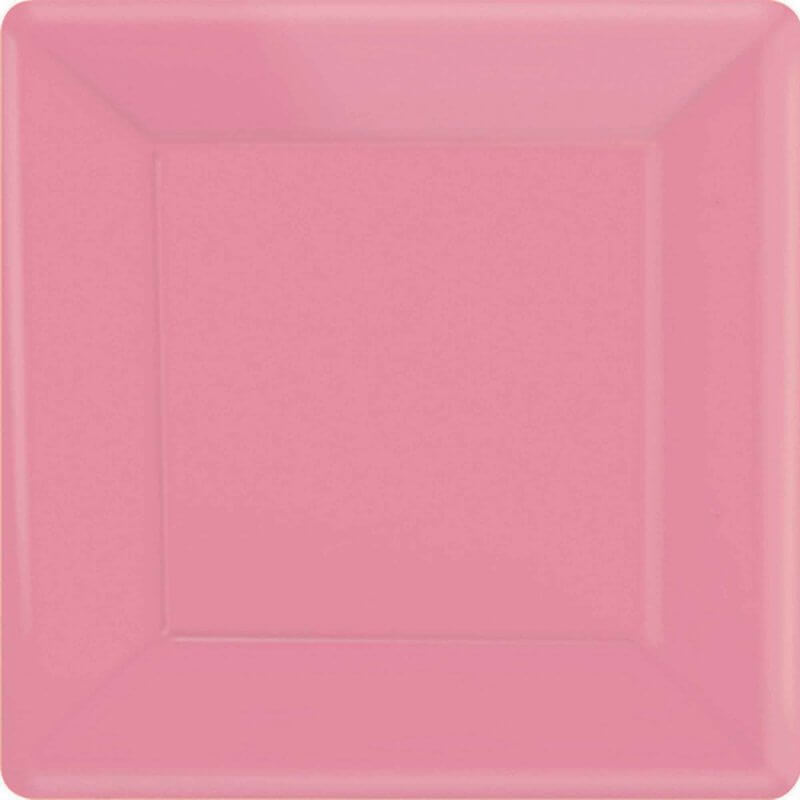 Square Paper Plates 26cm 20 Pack - New Pink