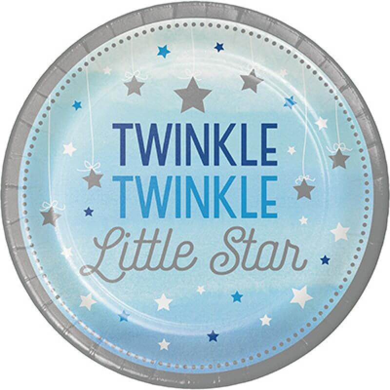 Twinkle Twinkle Little Star Blue Paper Dinner Plates