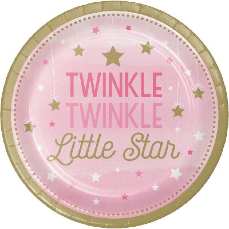 Twinkle Twinkle Little Star Pink Paper Lunch Plates