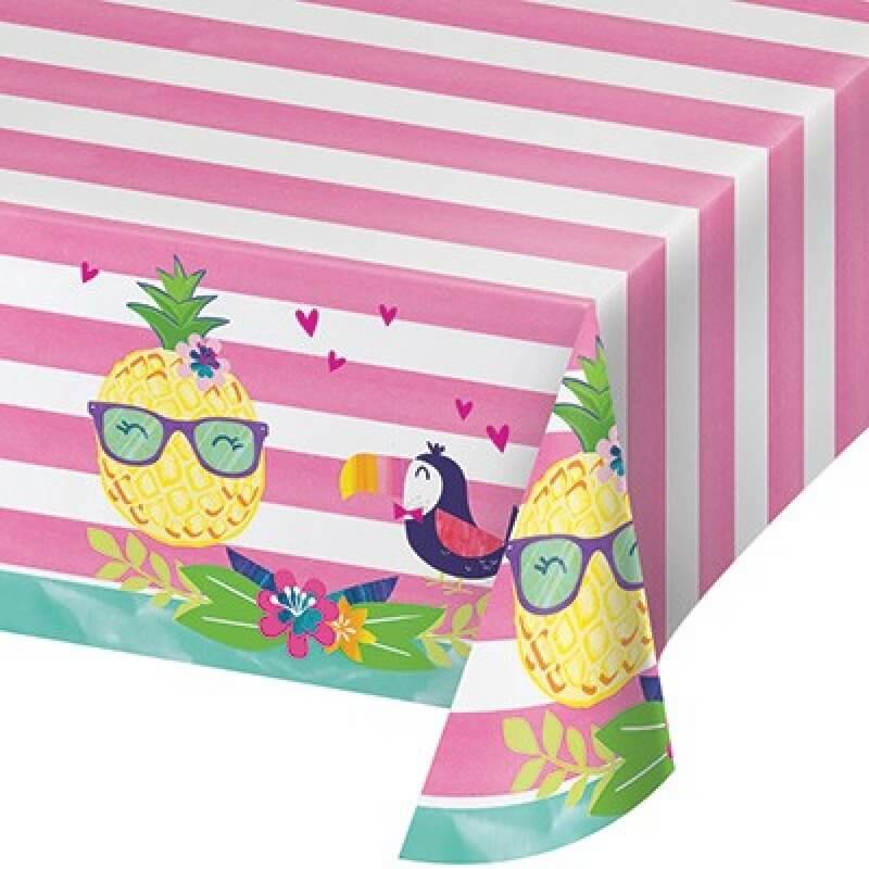 Amscan Pineapple N Friends Plastic Tablecover All Over Print
