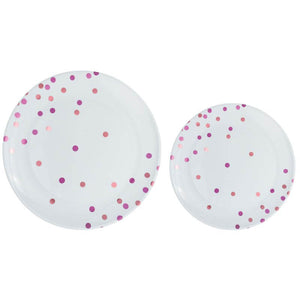 Premium Plastic Plates 20 Pack - New Pink Dots