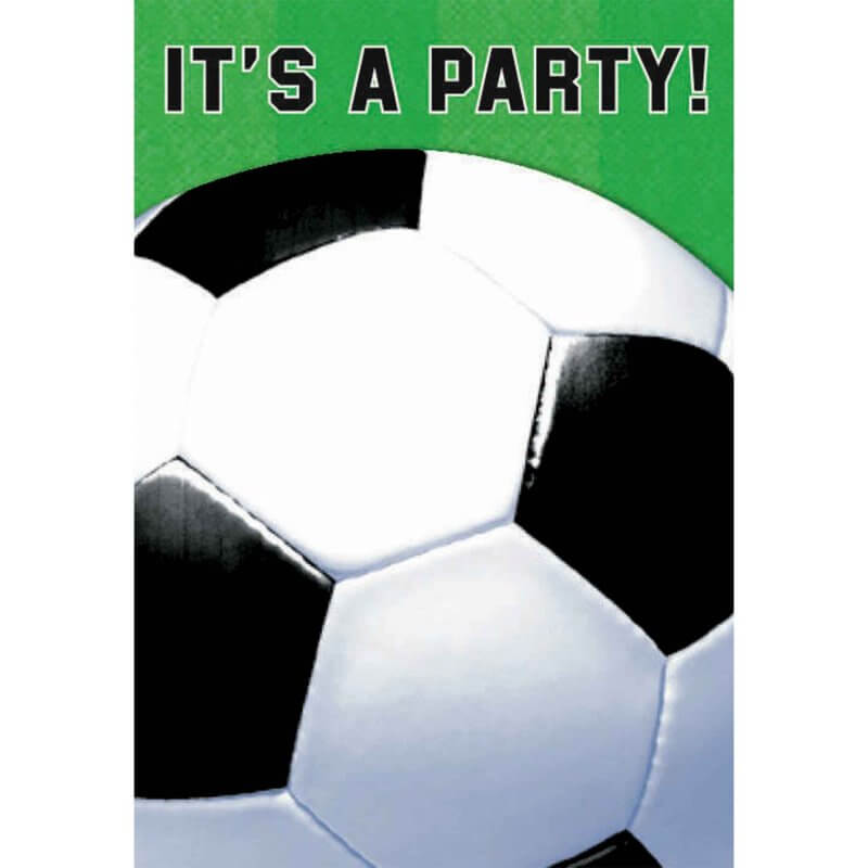 Soccer Fan Folded Party Invitations 8 Pack