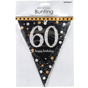 60th birthday decoration prismatic pennant banner