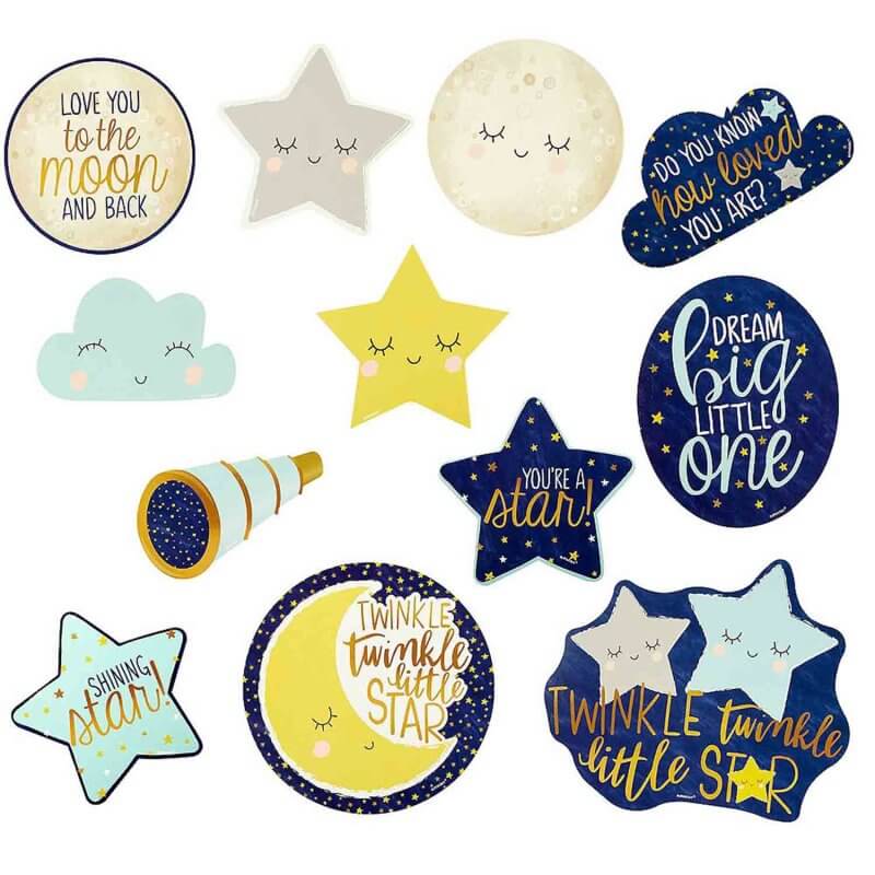 Amscan Twinkle Little Star Cardboard Cutouts - Assorted Shapes and Sizes