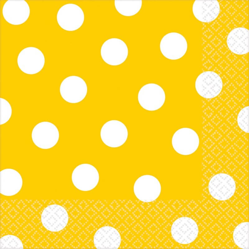 Amscan Dots Lunch Napkins 16 Pack - Yellow Sunshine