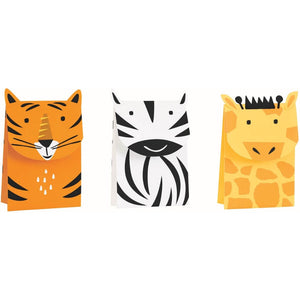 Animal Safari Paper Treat Bags 3pk children safari animal party supplies