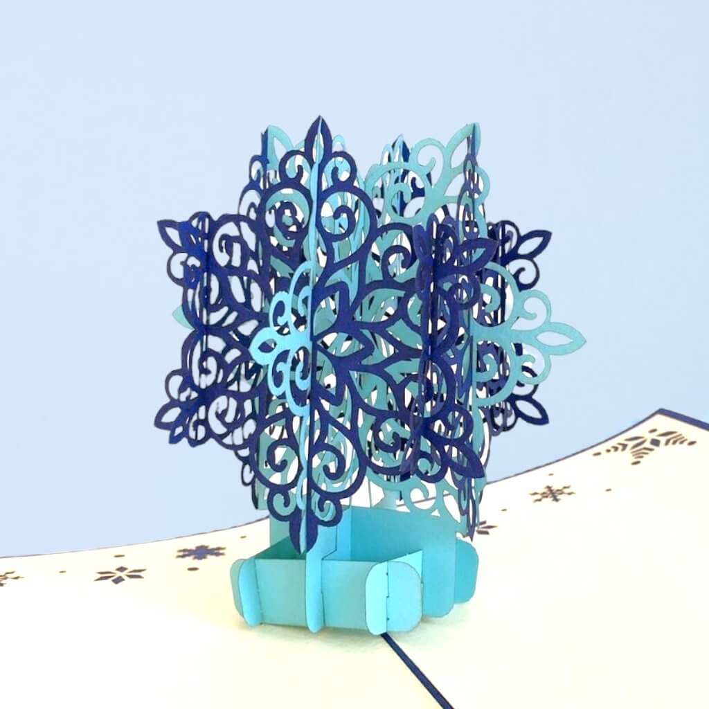 Handmade Aqua & Navy Blue Snowflake Pop Up Card - Pop Up Christmas Cards