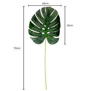 Artificial Large Green Monstera Leaf with Stem