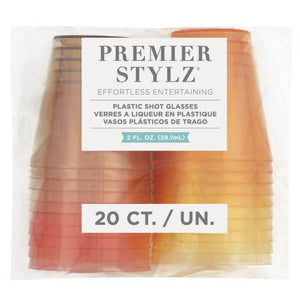 Assorted Colour Boho Plastic Shot Glasses 20pk – 2oz Reusable Partyware