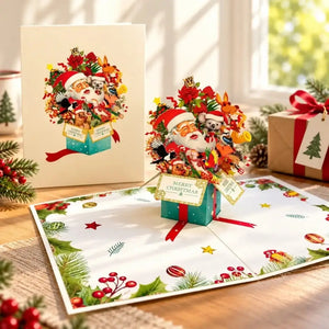 Aussie Santa and wildlife Christmas present 3D pop-up card