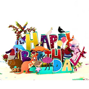Australian Animal Happy Birthday 3D Pop Up Greeting Card