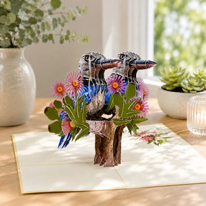 Australian Native Kookaburra Couple 3D Native Bird Pop Up Greeting Card
