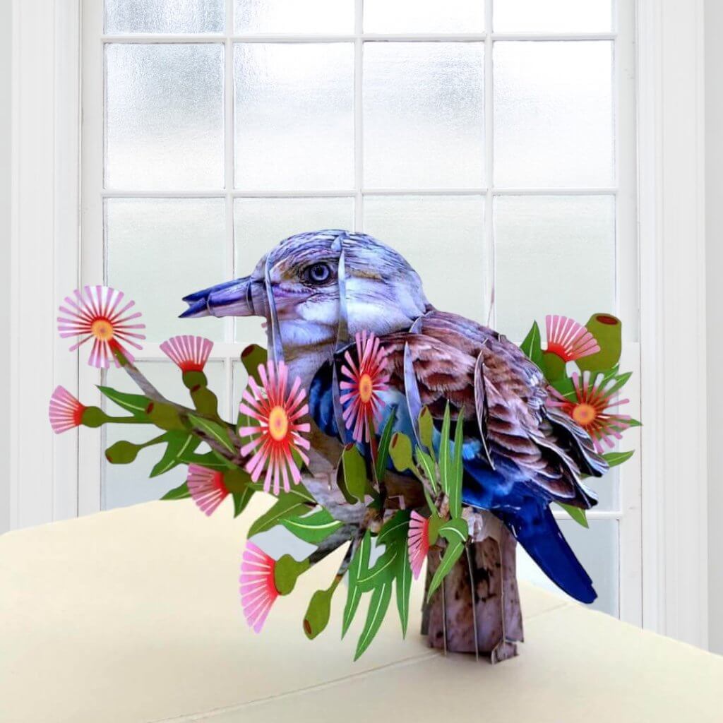 Online Party Supplies Handmade Australian Native Laughing Kookaburra Bird 3D Pop Up Greeting Card