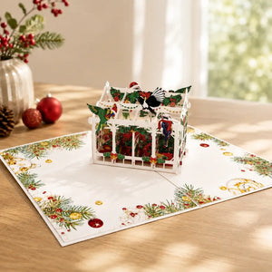 Merry Christmas Australian Native Flower Greenhouse & Birds 3D Pop-Up Greeting Car