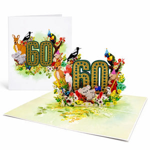 Golden 60 pop up card with Australian animals