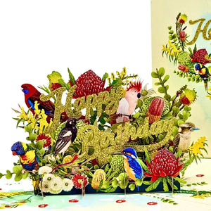 Australian Native Garden & Birds 3D Pop Up Happy Birthday Card
